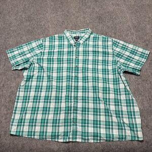 Harbor Bay Mens DXL Shirt Size 5XL Green Plaid Big & Tall Button Up Collared